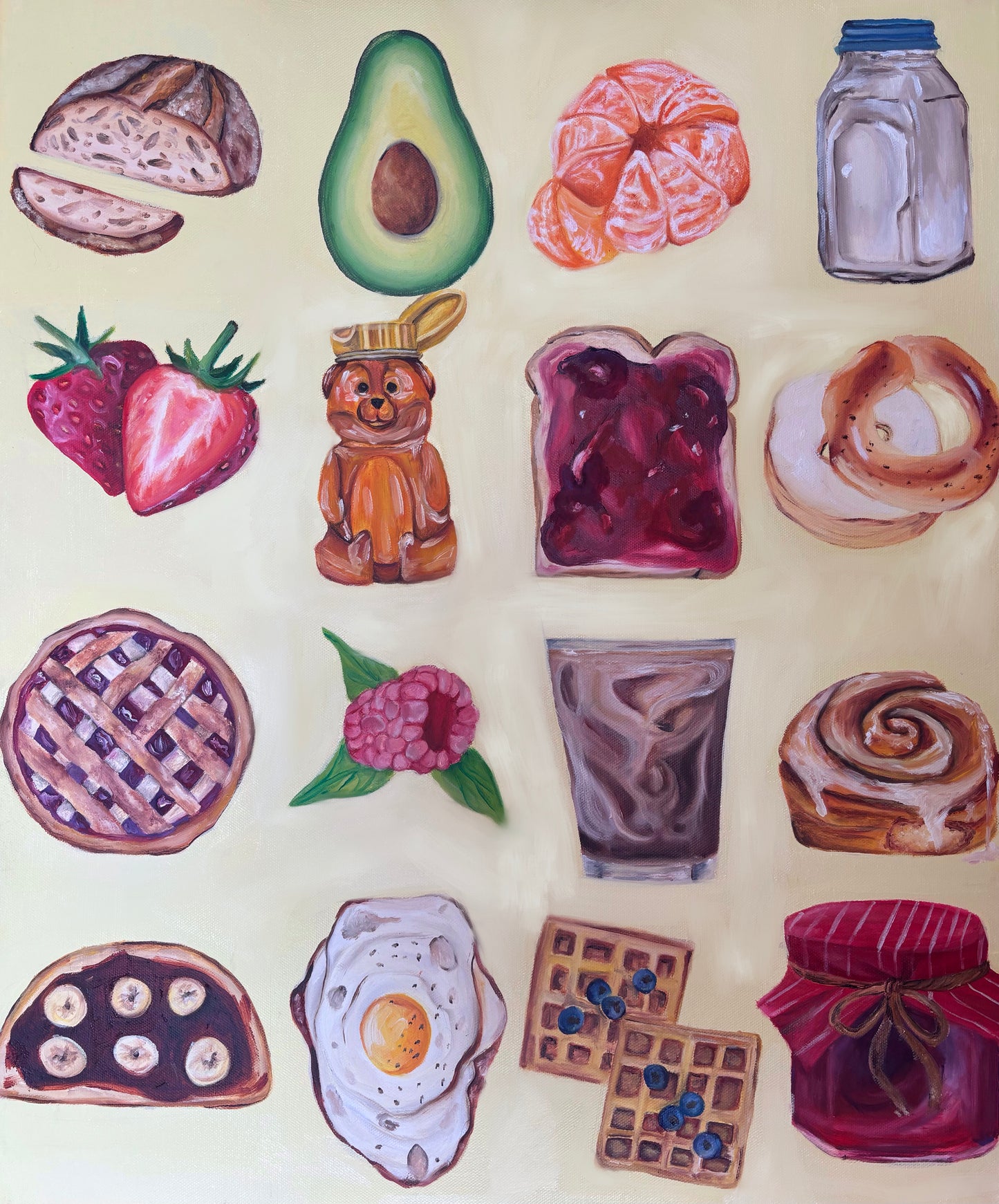 Food Grid Oil Painting
